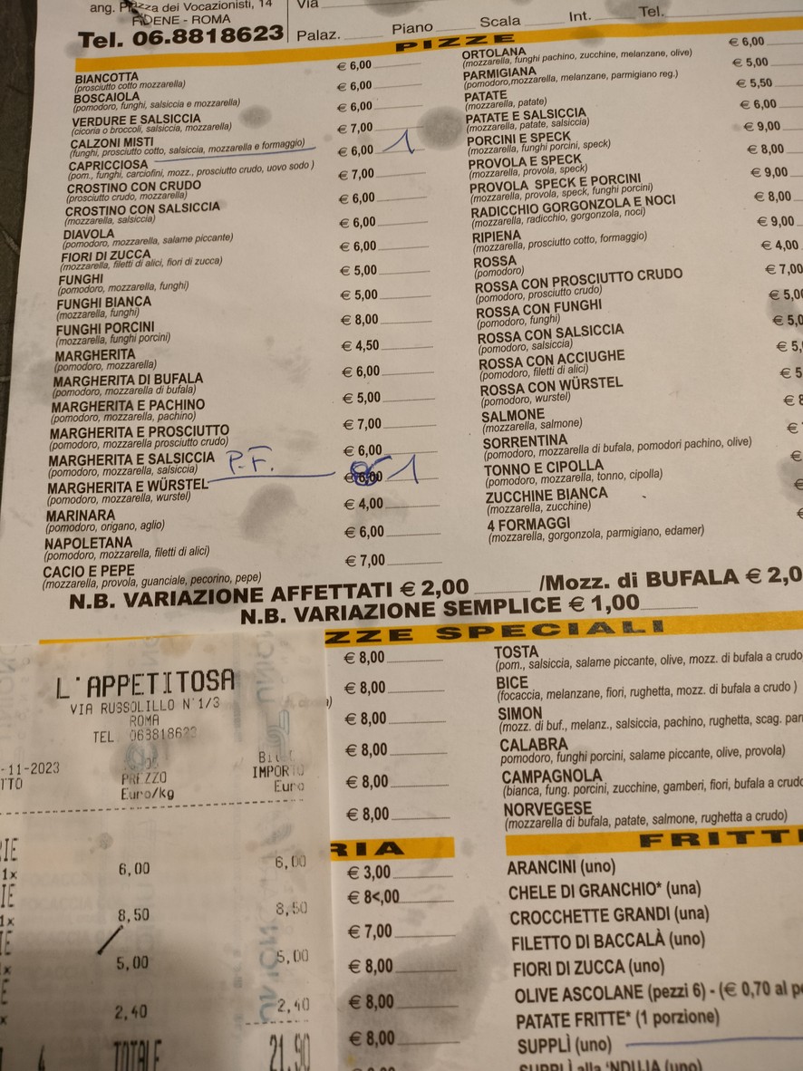 L' Appetitosa menu 1