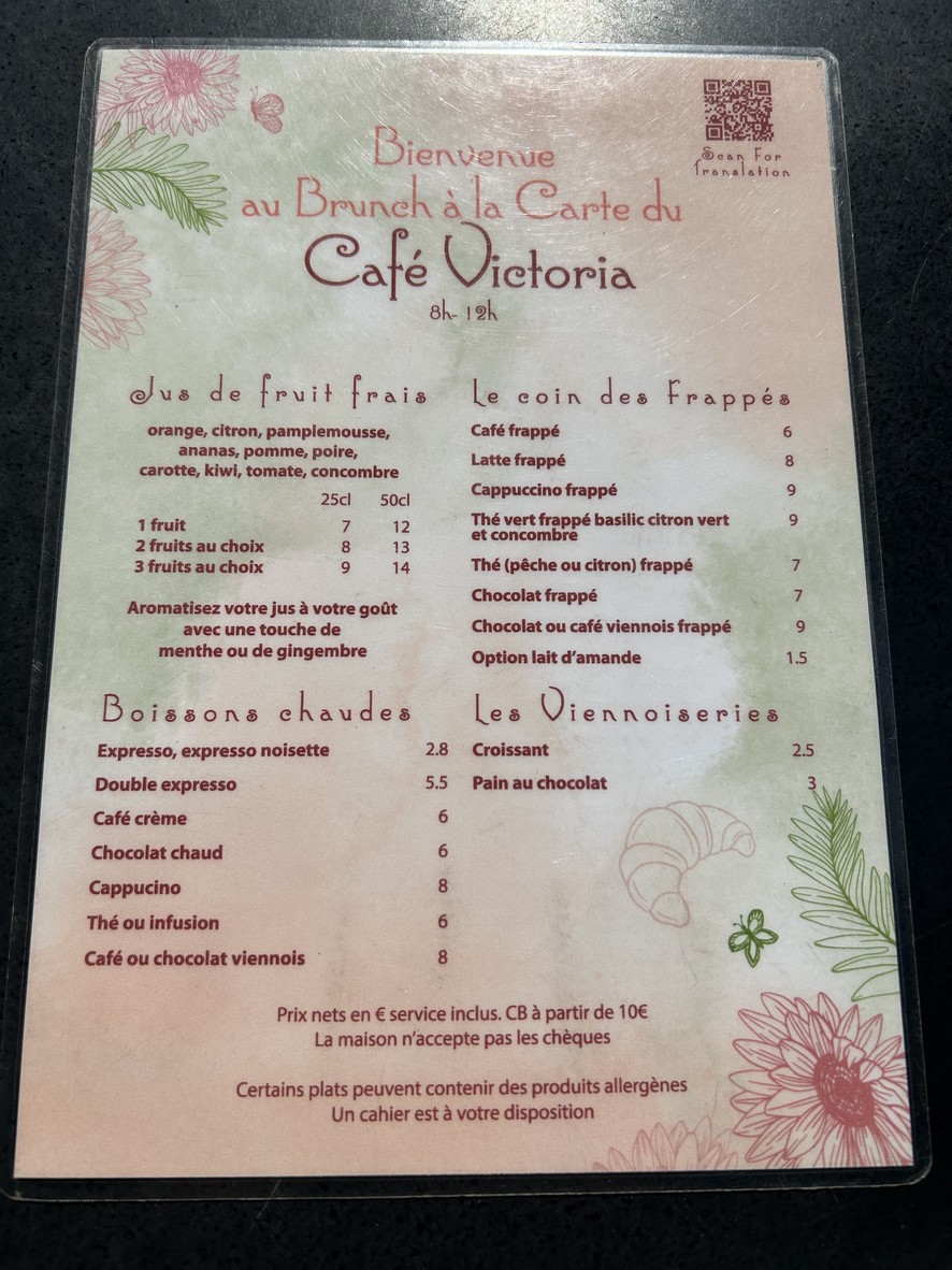 Café Victoria menu 1