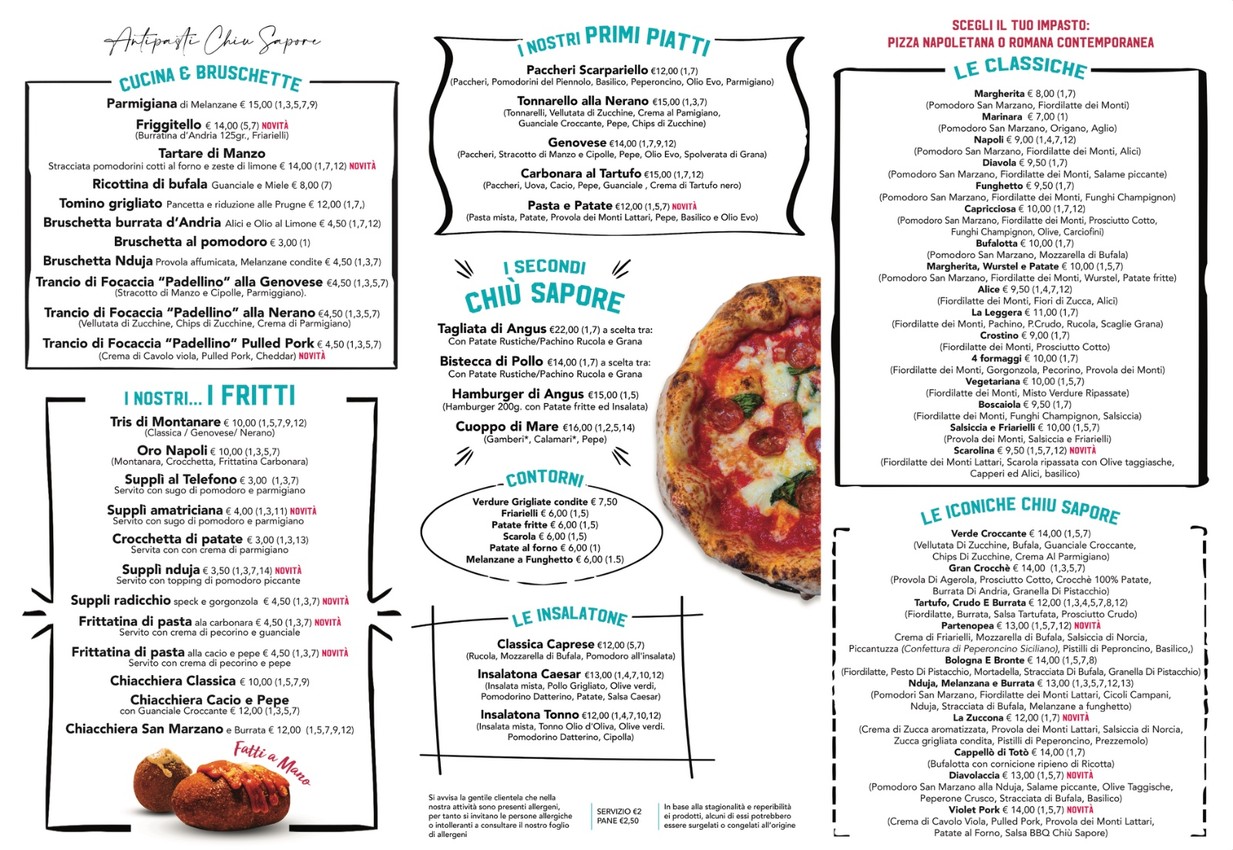 Ristorante Chiù Sapore - Ojetti menu 1