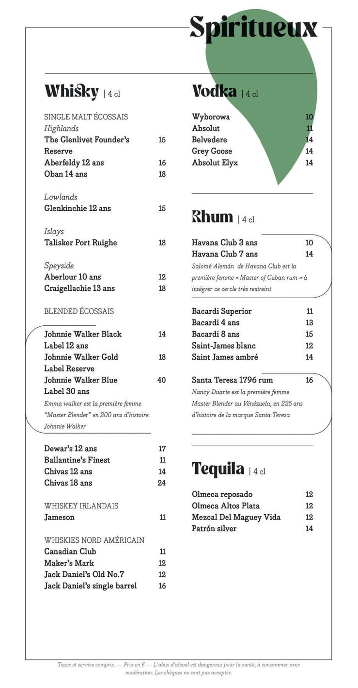 Muses La Défense menu 1