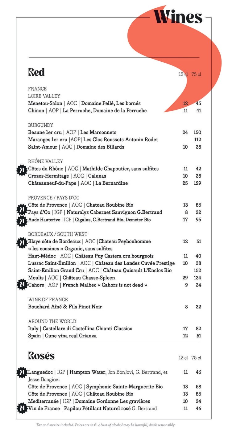Muses La Défense menu 5