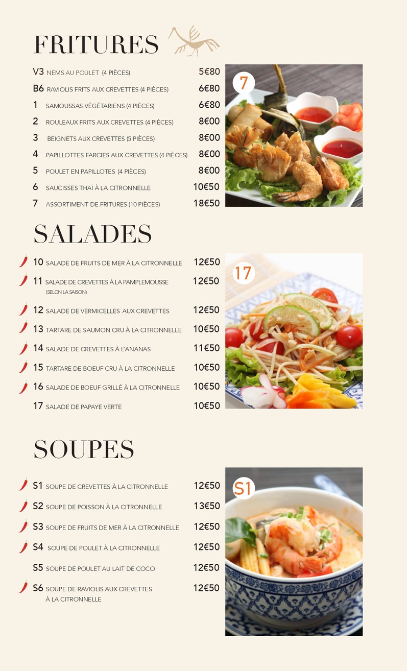 Thaï Basilic Rosa Parks menu 1