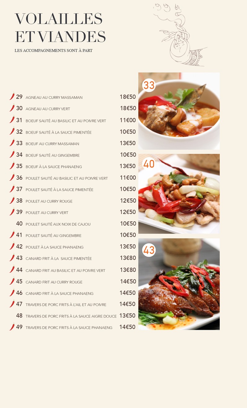 Thaï Basilic Rosa Parks menu 3
