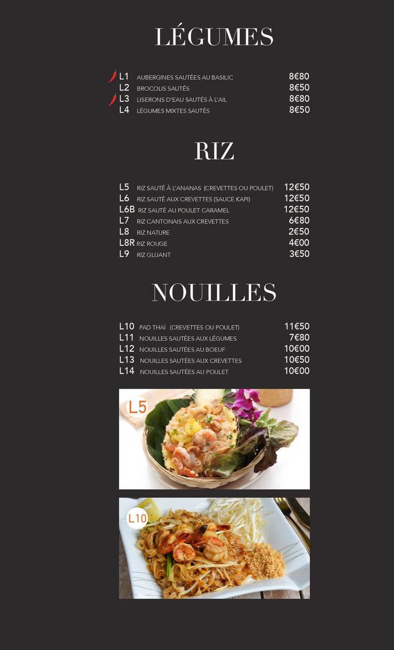 Thaï Basilic Rosa Parks menu 5
