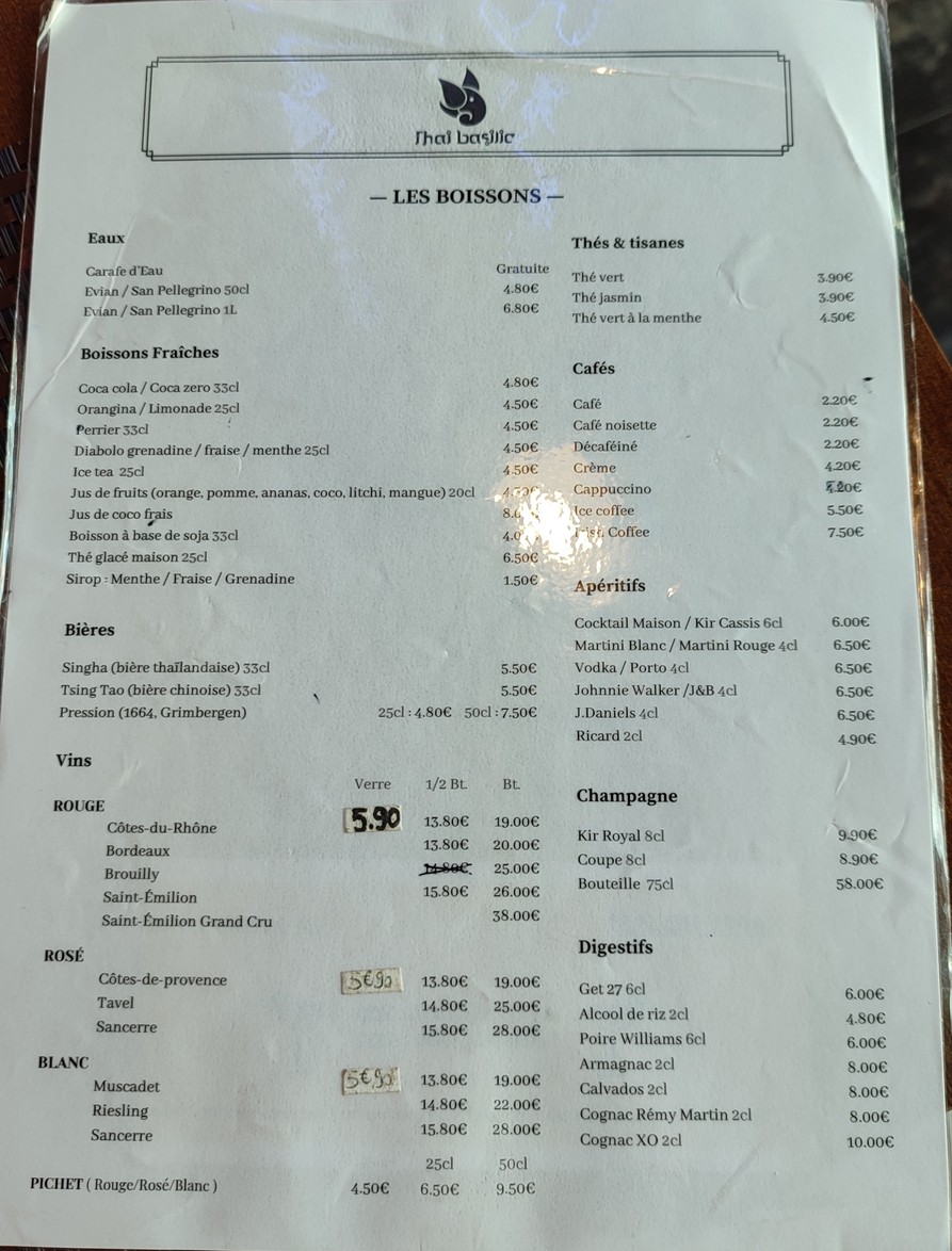 Thaï Basilic Rosa Parks menu 6