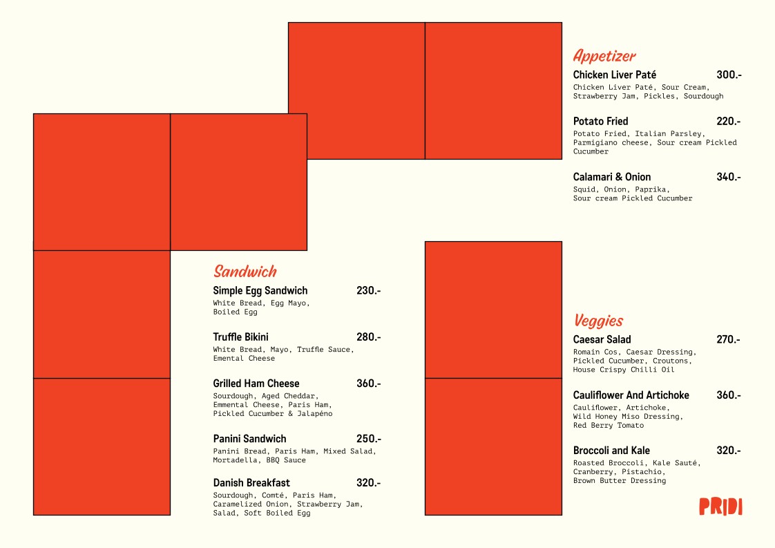 PRIDI menu 2