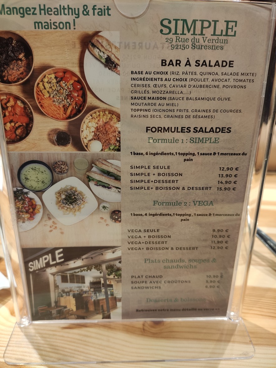 La maison de Carla menu 1