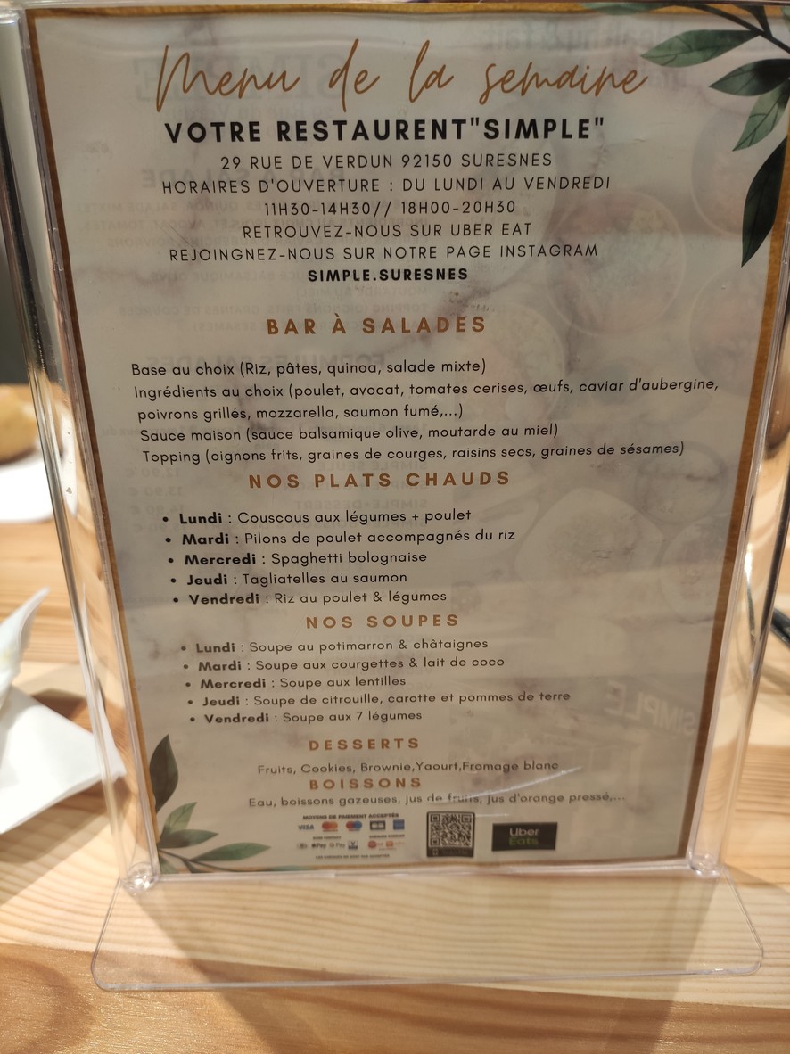La maison de Carla menu 2