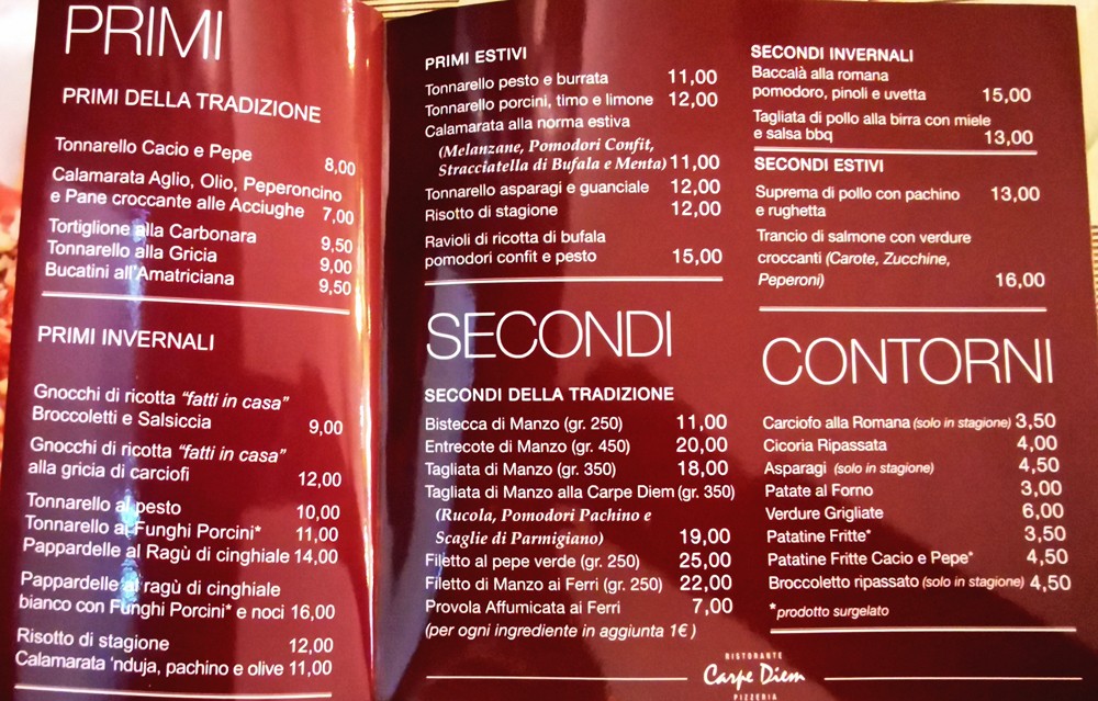 Ristorante Pizzeria - Carpe Diem PizzAe menu 2