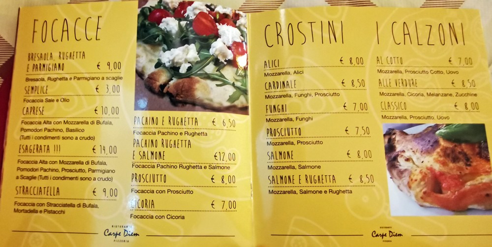 Ristorante Pizzeria - Carpe Diem PizzAe menu 3