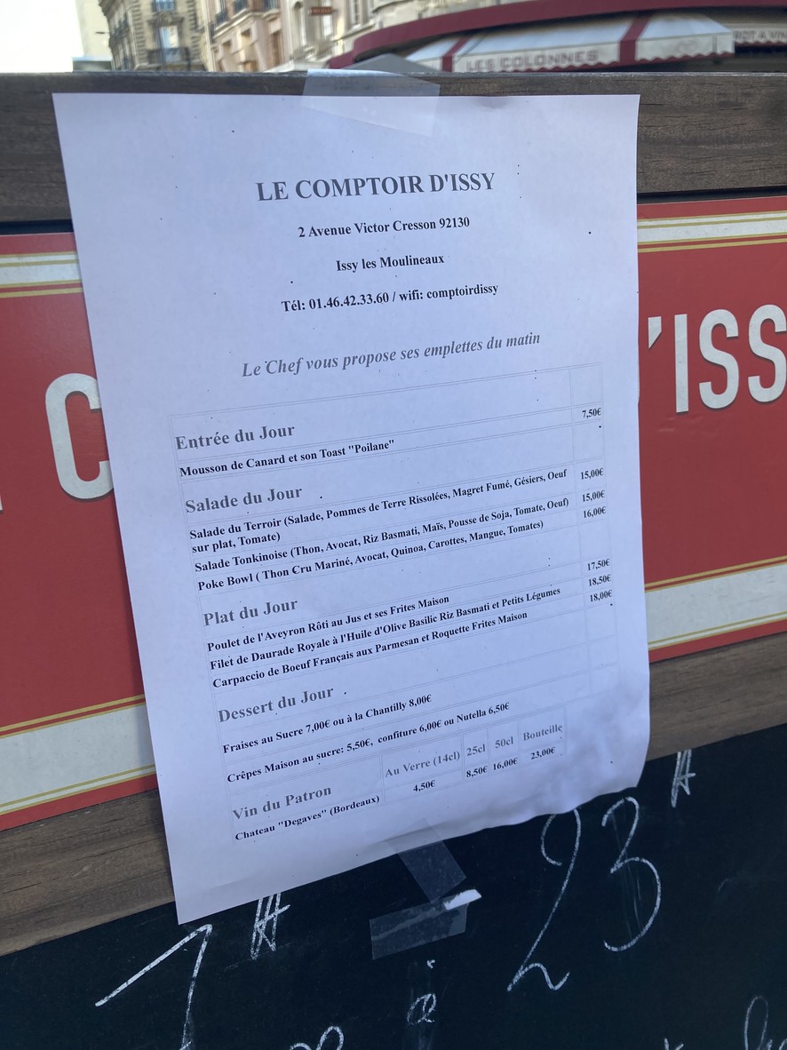 COMPTOIR D'ISSY menu 1