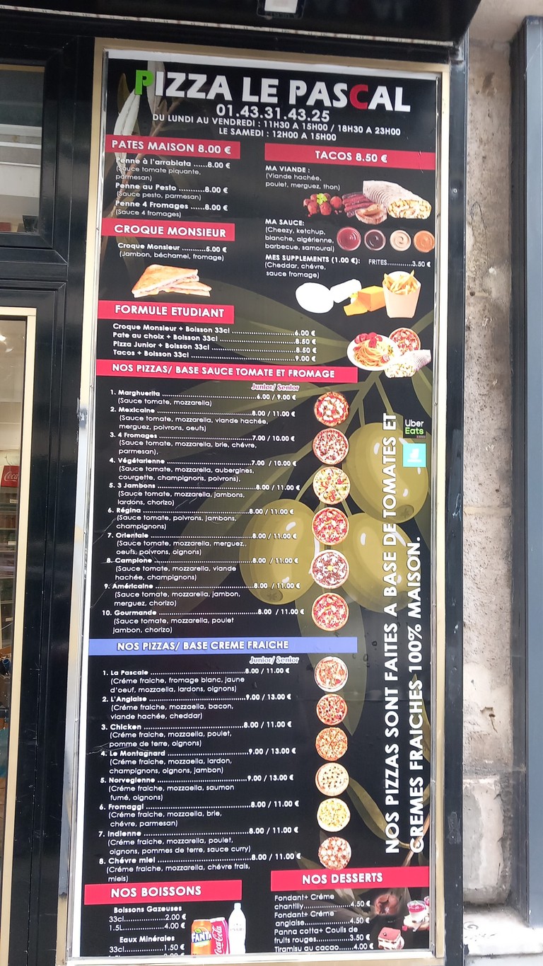 Pizza Le Pascal menu 1
