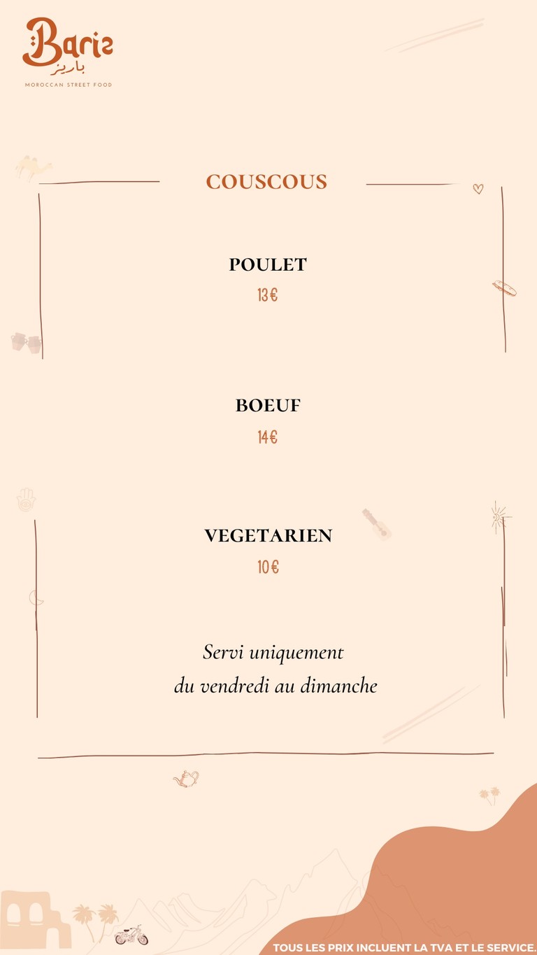 Bariz Restaurant Marocain Puteaux menu 5