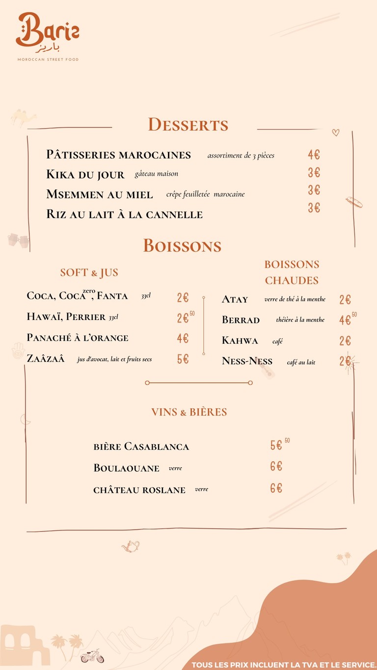 Bariz Restaurant Marocain Puteaux menu 6