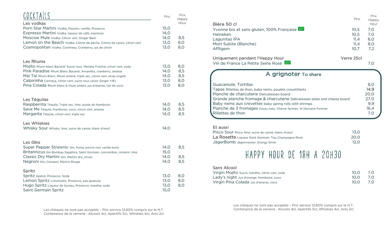Le Relais Odéon menu 3