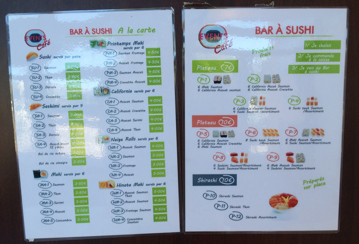 Events café menu 1
