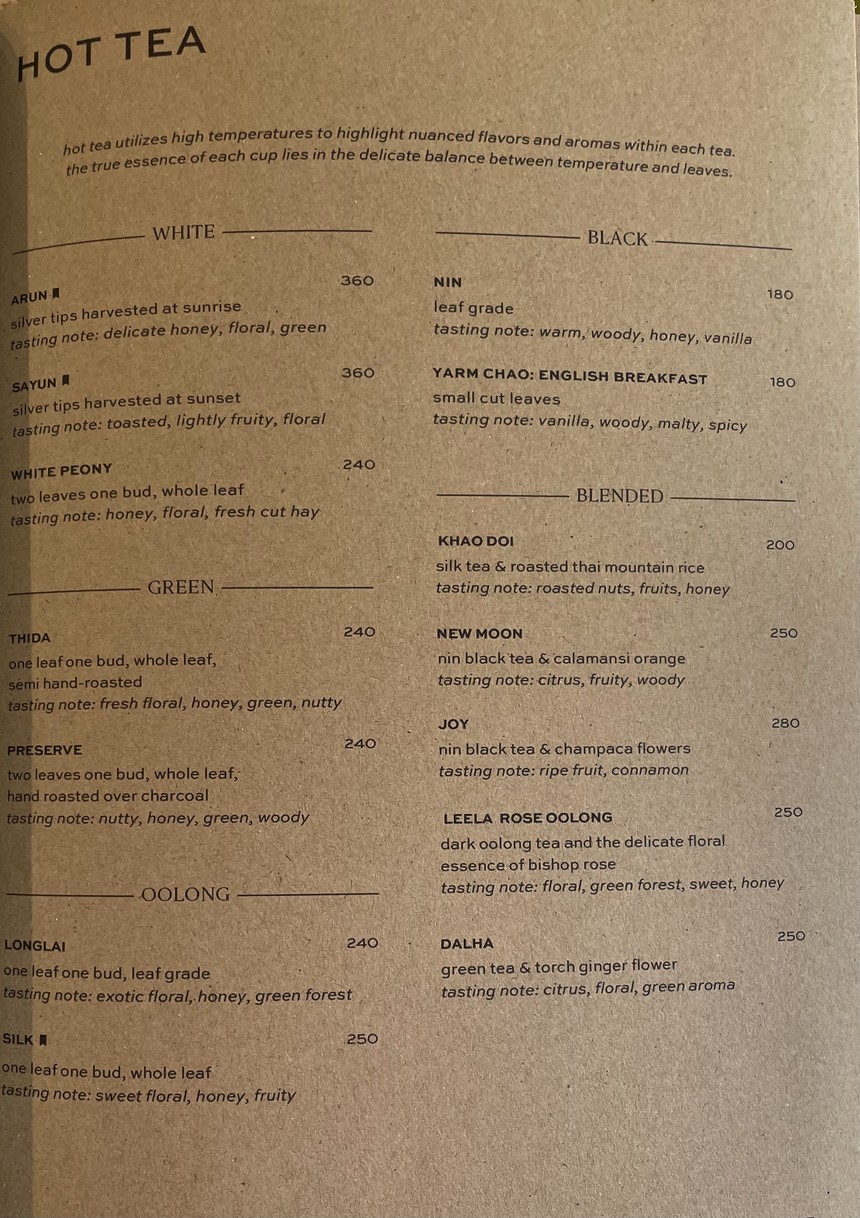 Araksa Tea Room Bangkok menu 2