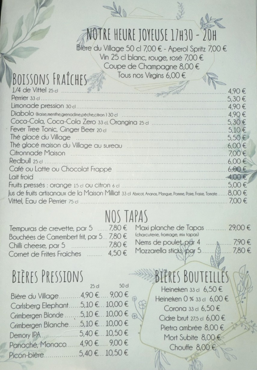 Le Village d'Auteuil menu 3