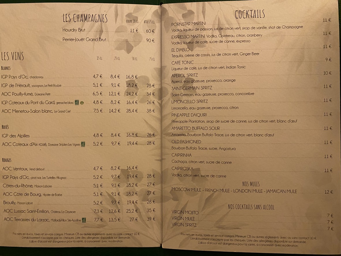 Le Village d'Auteuil menu 4
