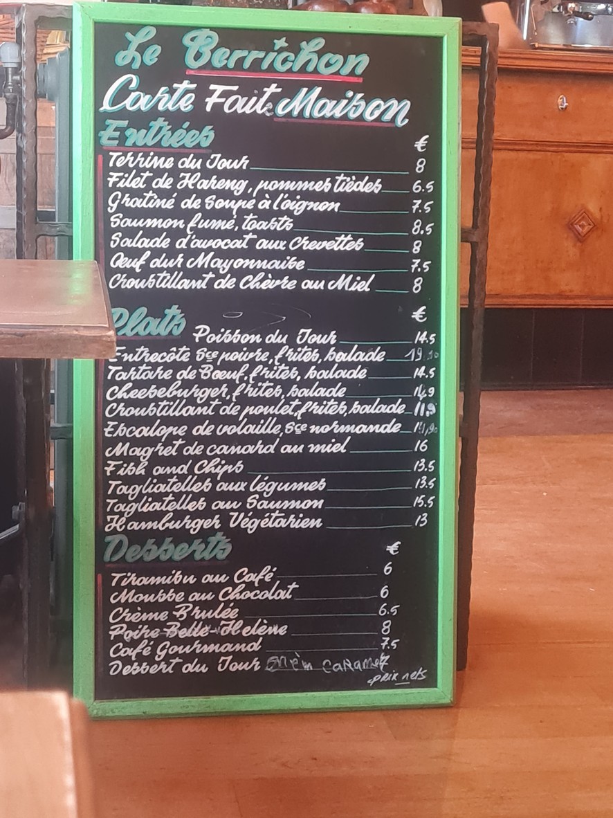 Le Berrichon menu 1