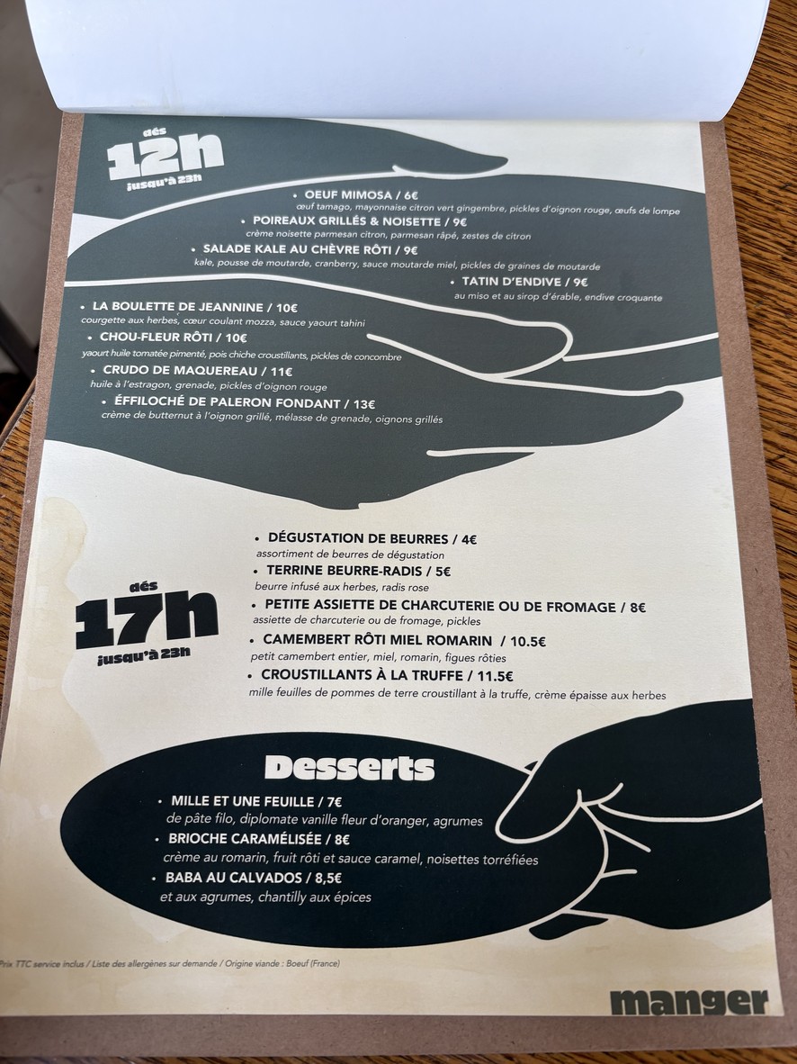 Jeannine. menu 1