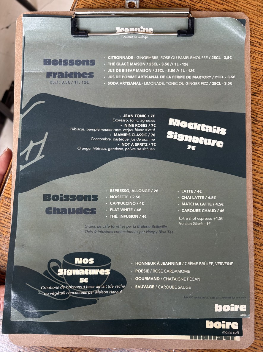 Jeannine. menu 2