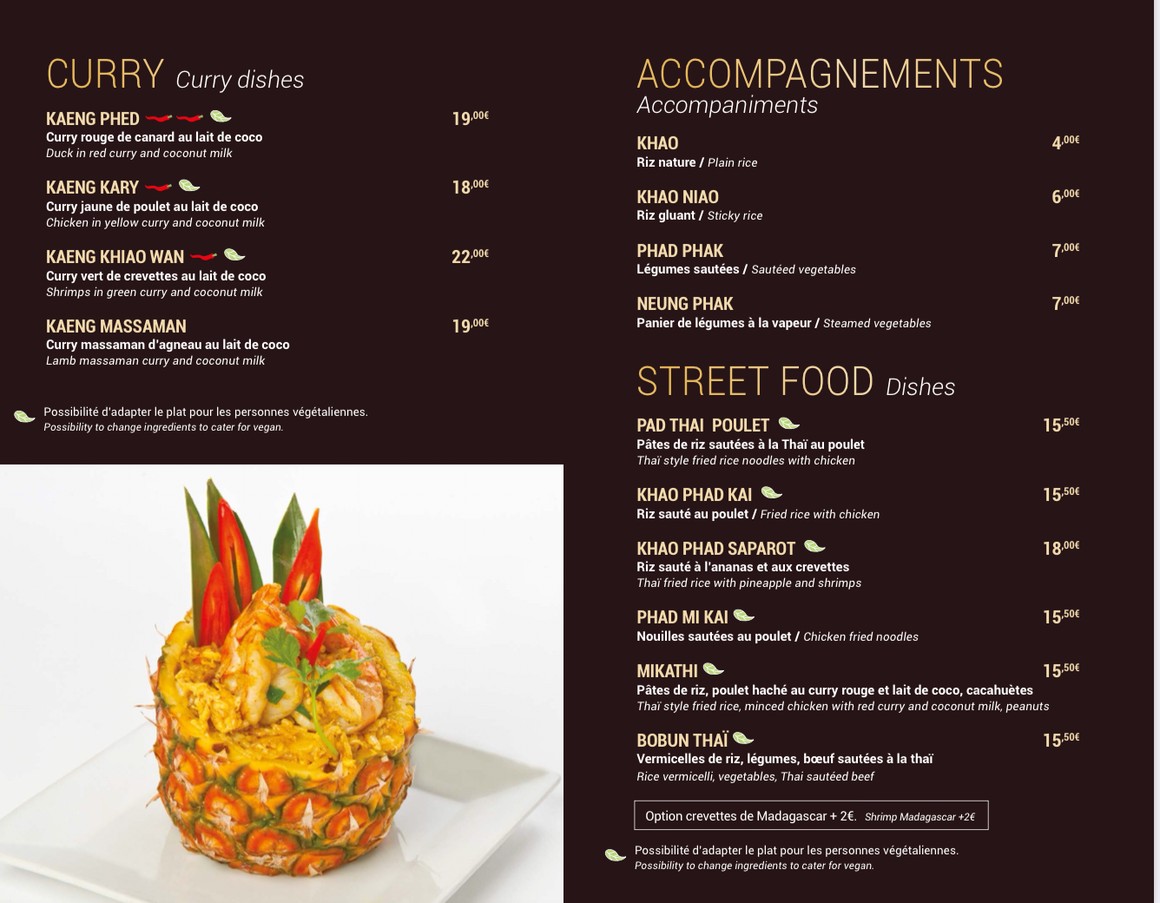 Suan Thaï menu 3