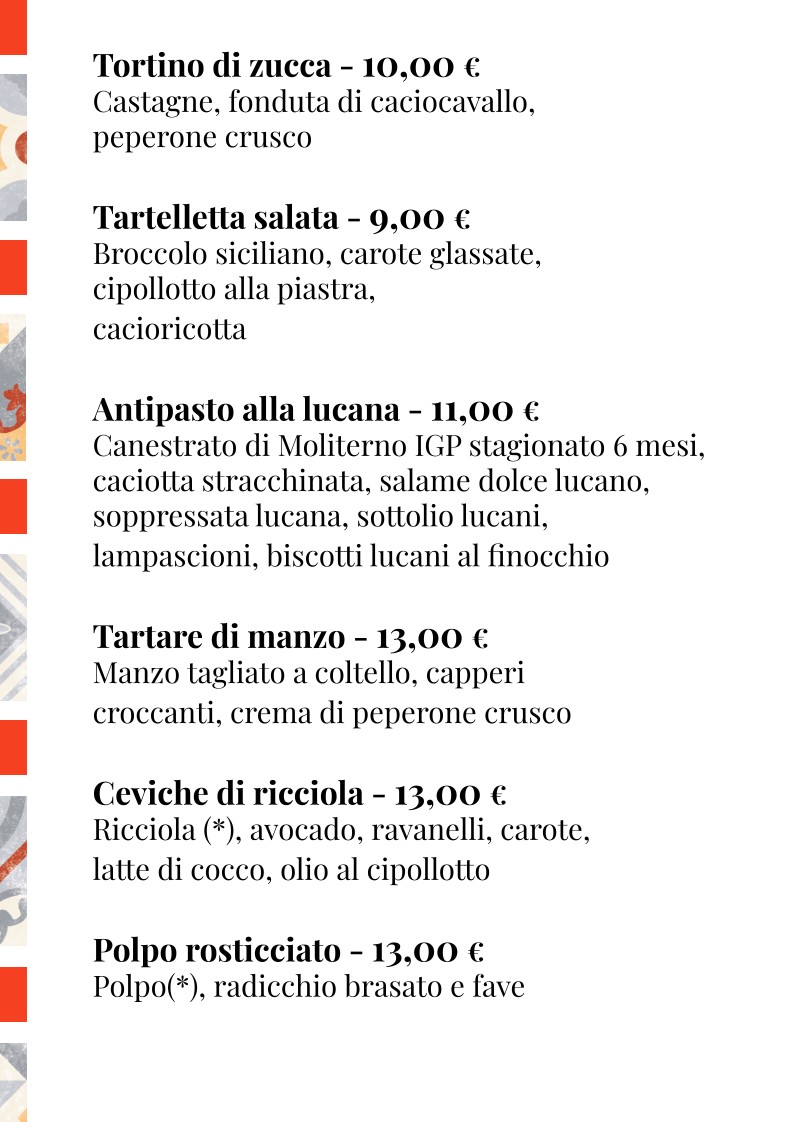 MANGIO la cucina come a casa menu 1