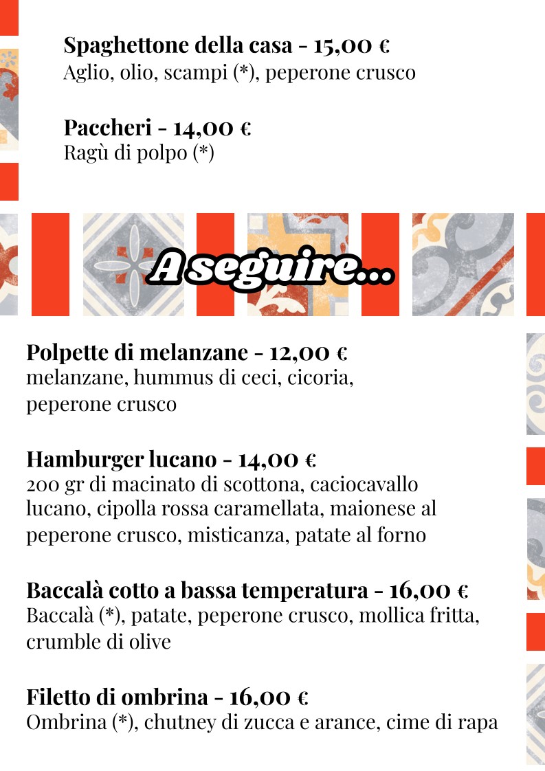 MANGIO la cucina come a casa menu 3