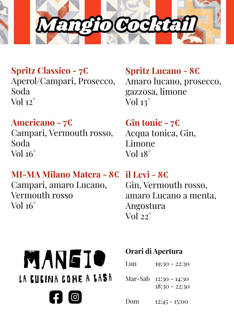 MANGIO la cucina come a casa menu 10