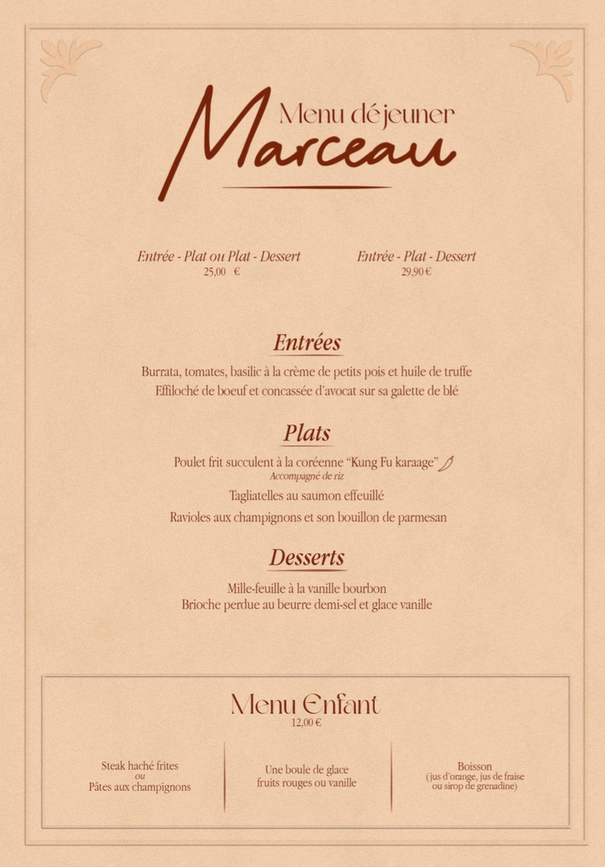 Le Marceau Courbevoie menu 1
