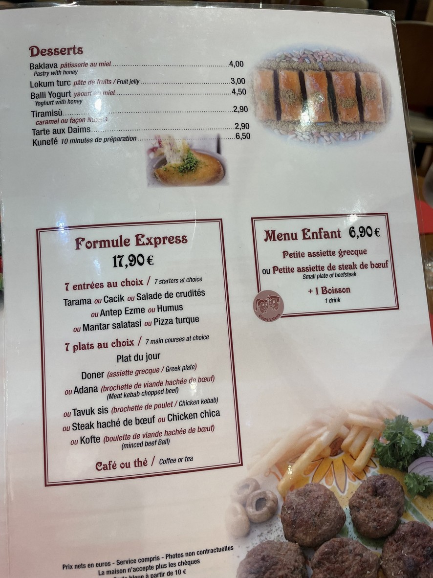 Parrillada de Estambul menu 3