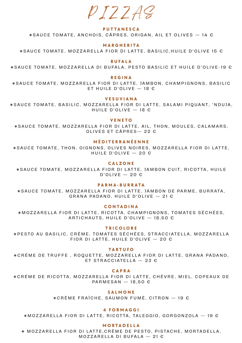 VENETO D'AUTEUIL menu 2