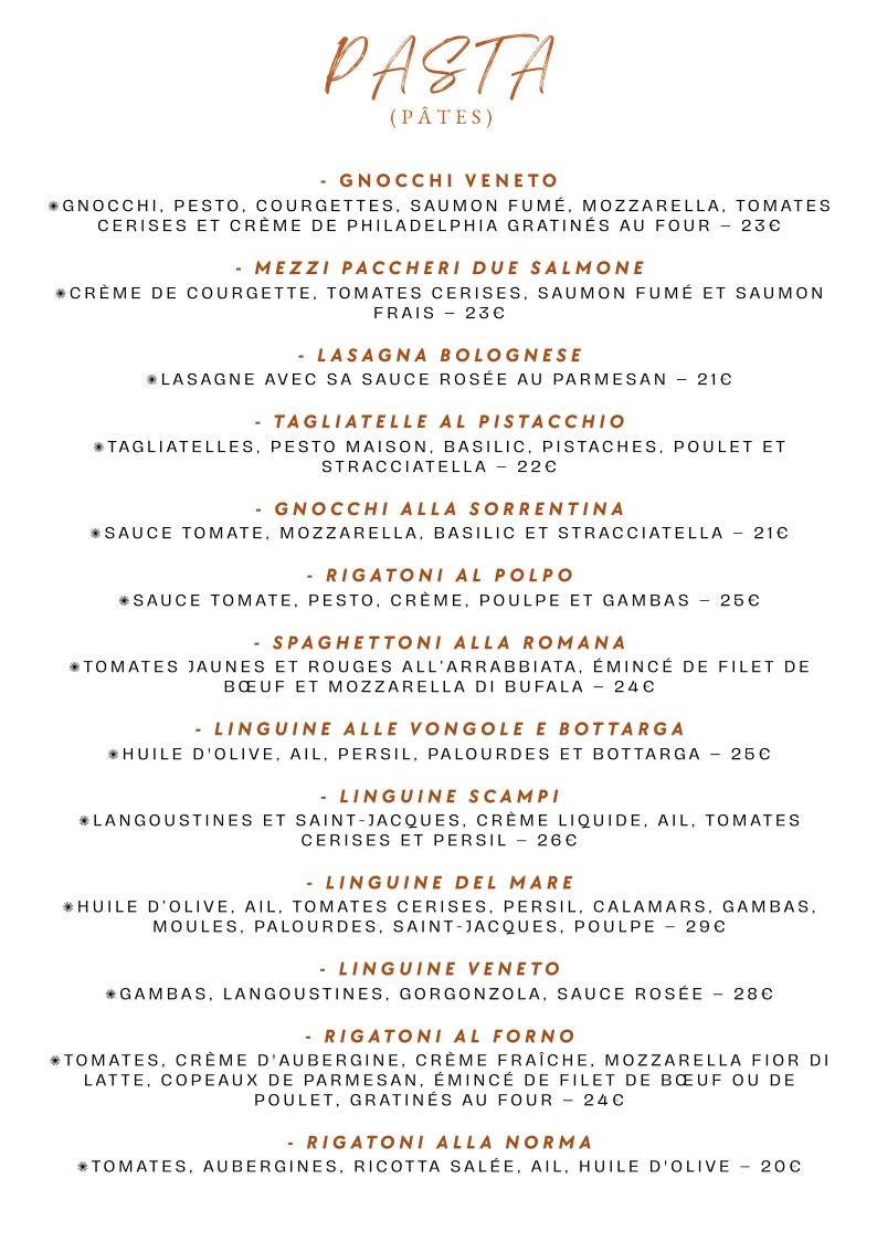 VENETO D'AUTEUIL menu 3
