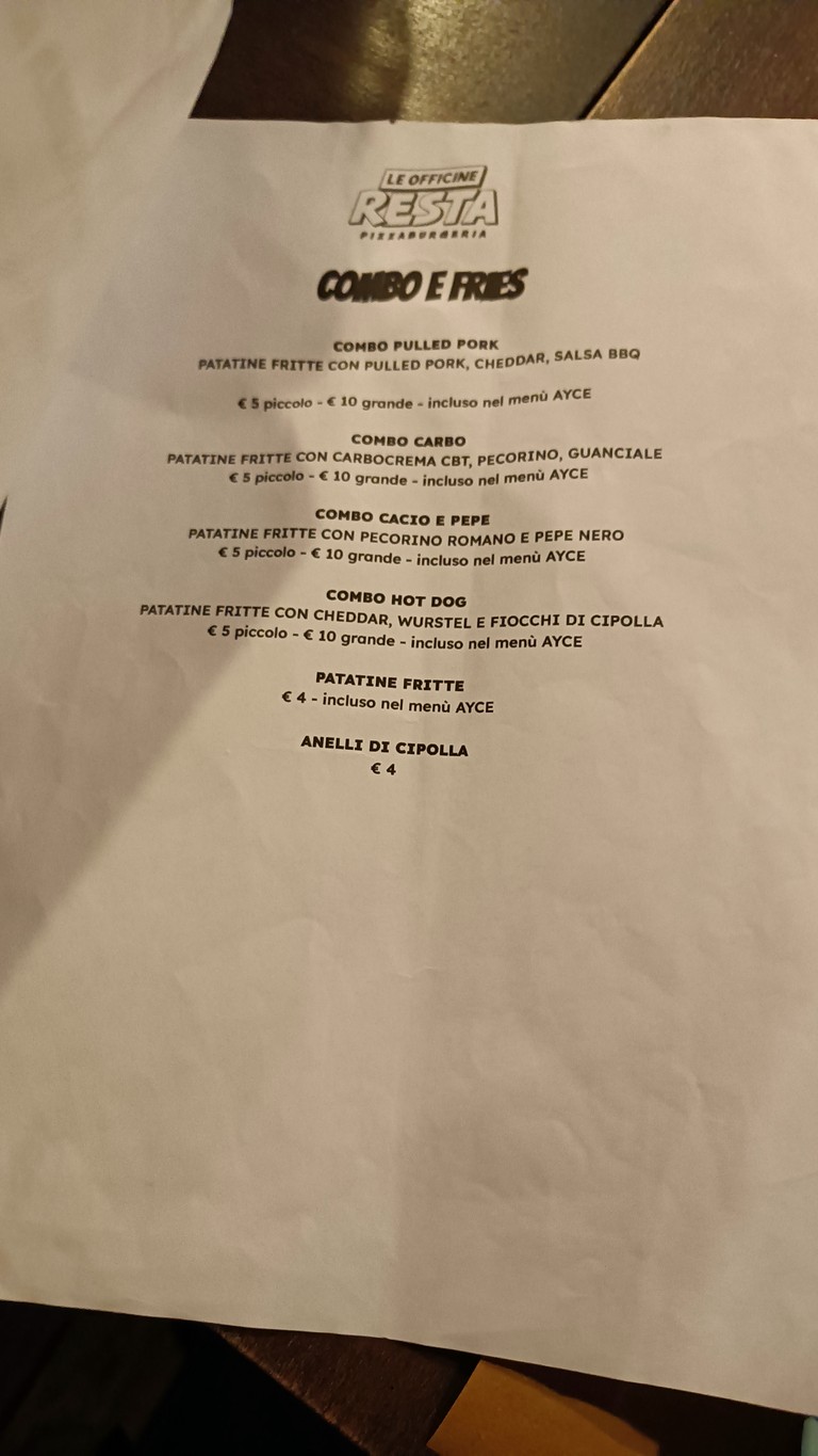 Le Officine Resta menu 4