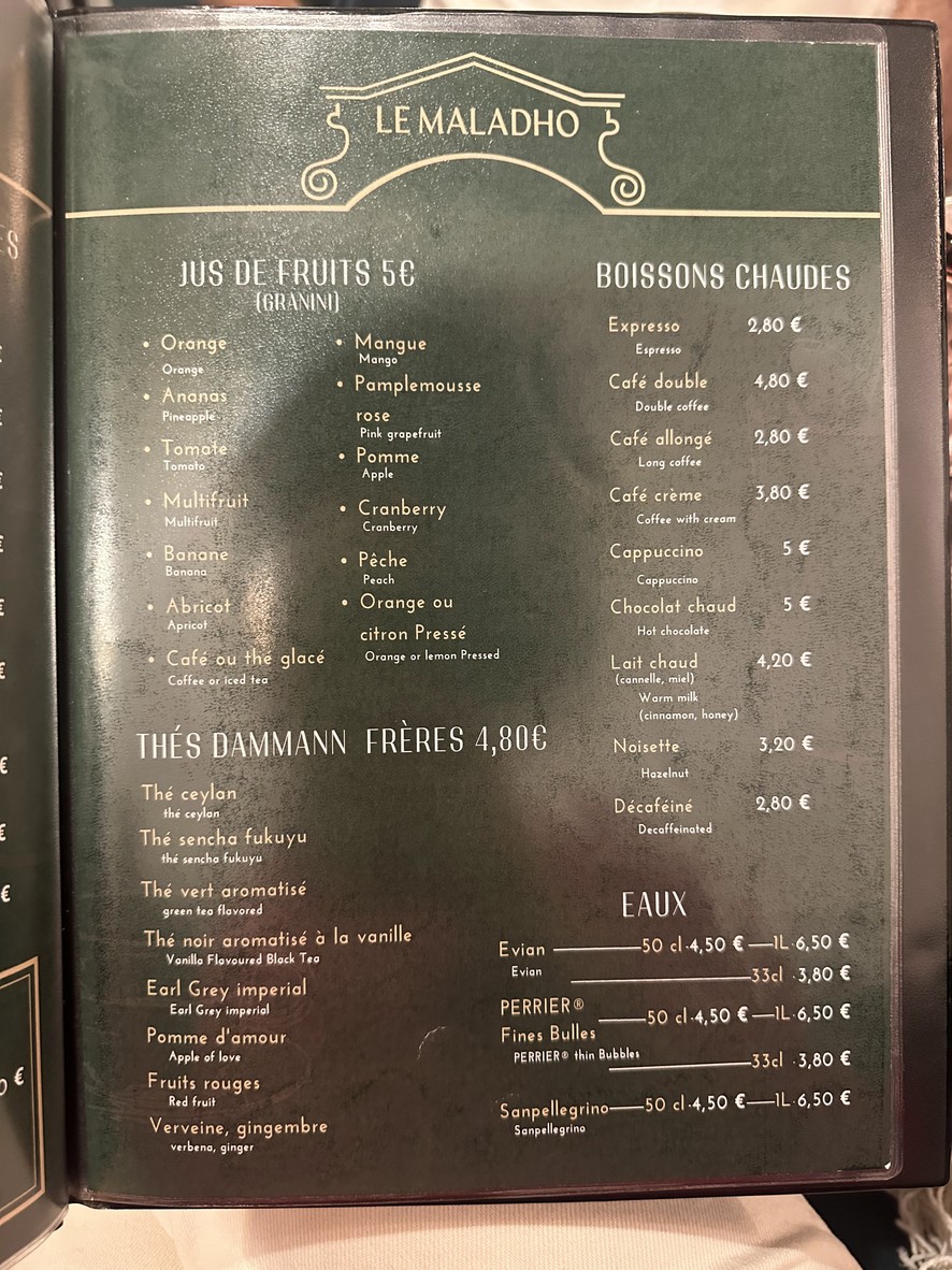 Le Maladho menu 4