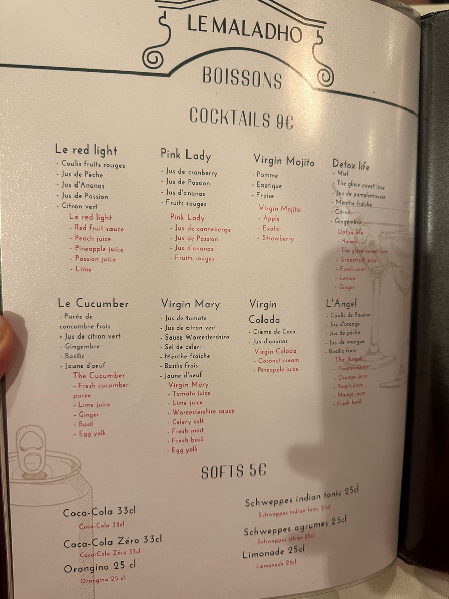 Le Maladho menu 5