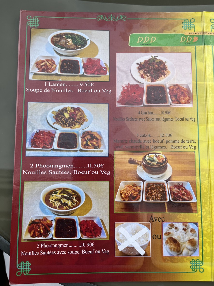 Fideos frescos tibetanos menu 1