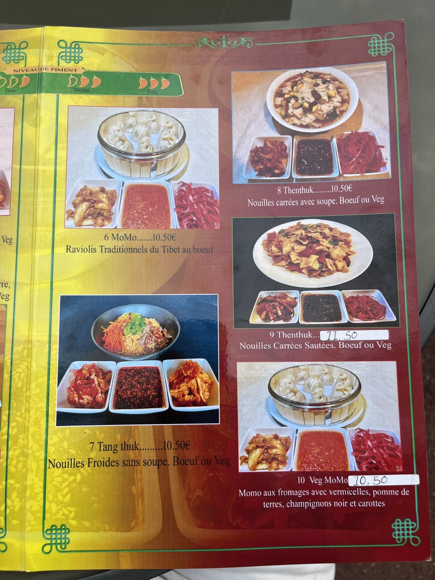 Fideos frescos tibetanos menu 2
