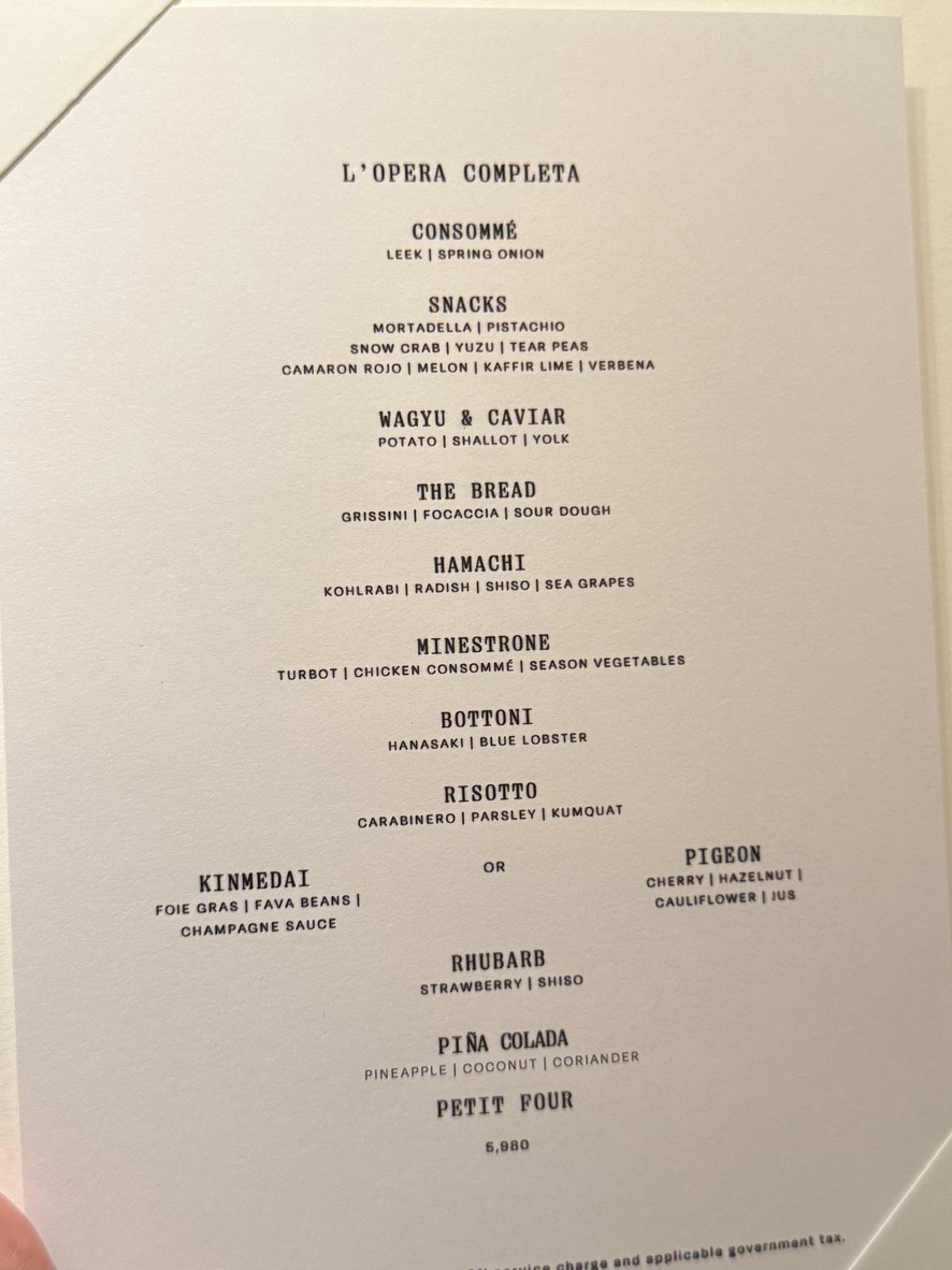 Sartoria by Paulo Airaudo menu 2