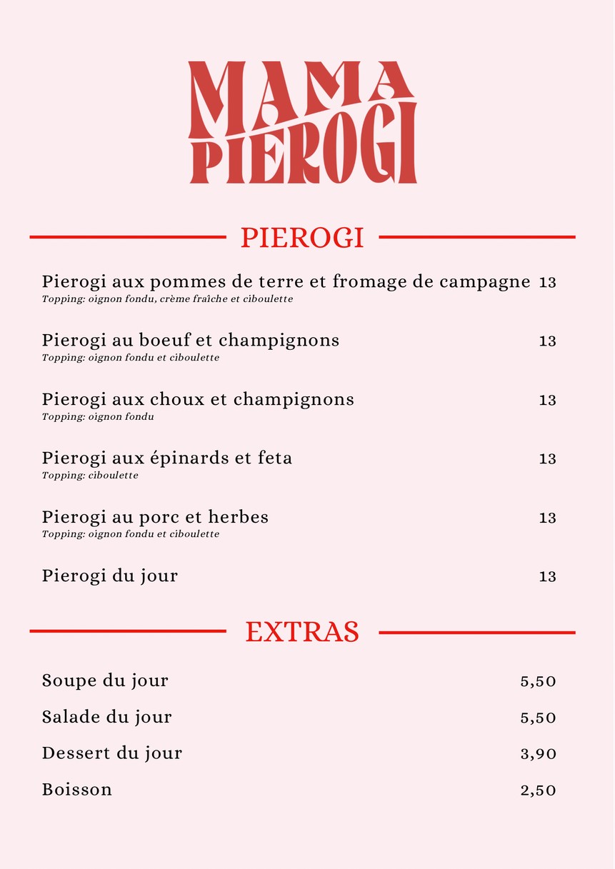 MAMA PIEROGI menu 1