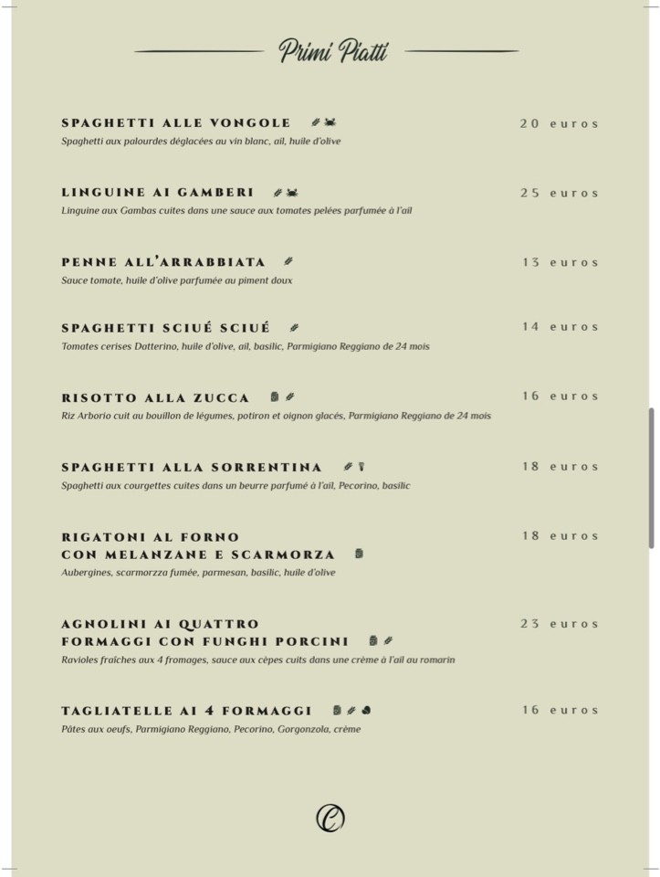 Al Capri menu 1