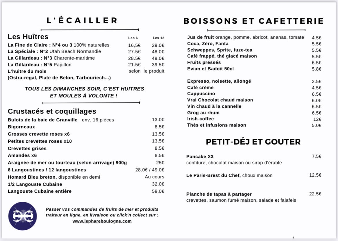 Le Village du Phare - Huîtres et fruits de mer menu 3