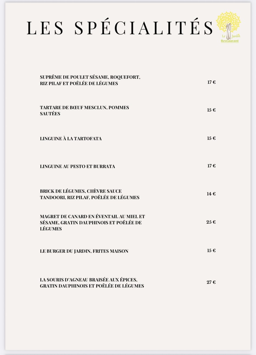 Le Jardin menu 2