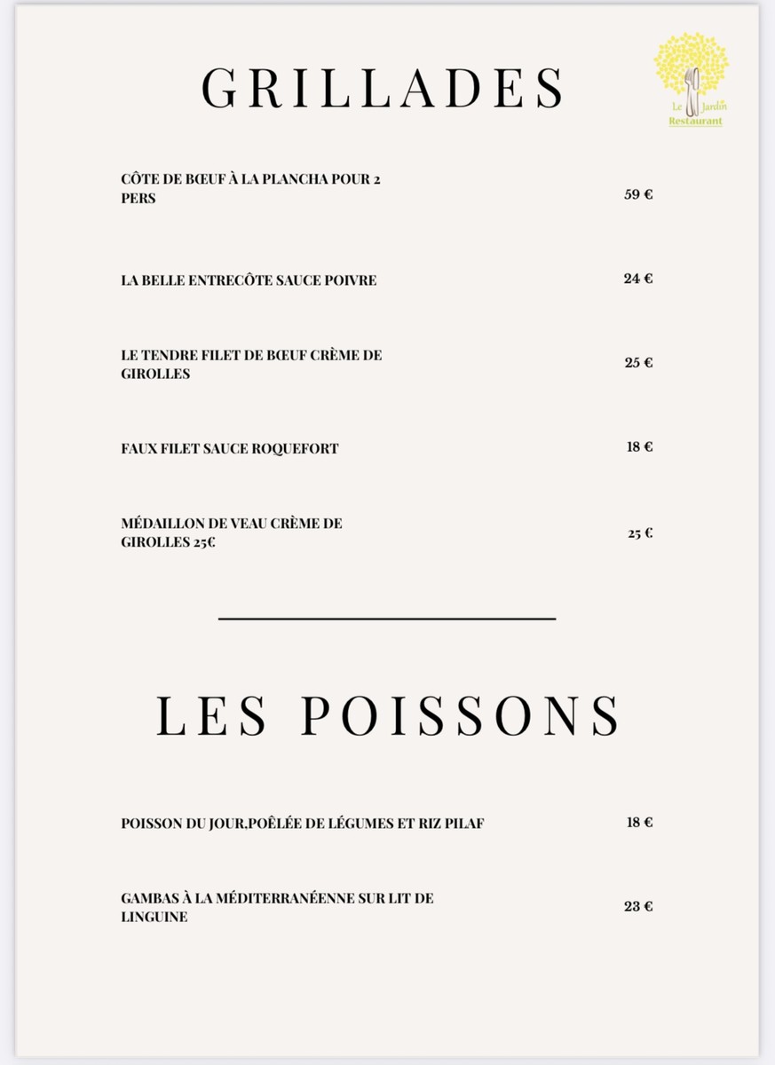 Le Jardin menu 3