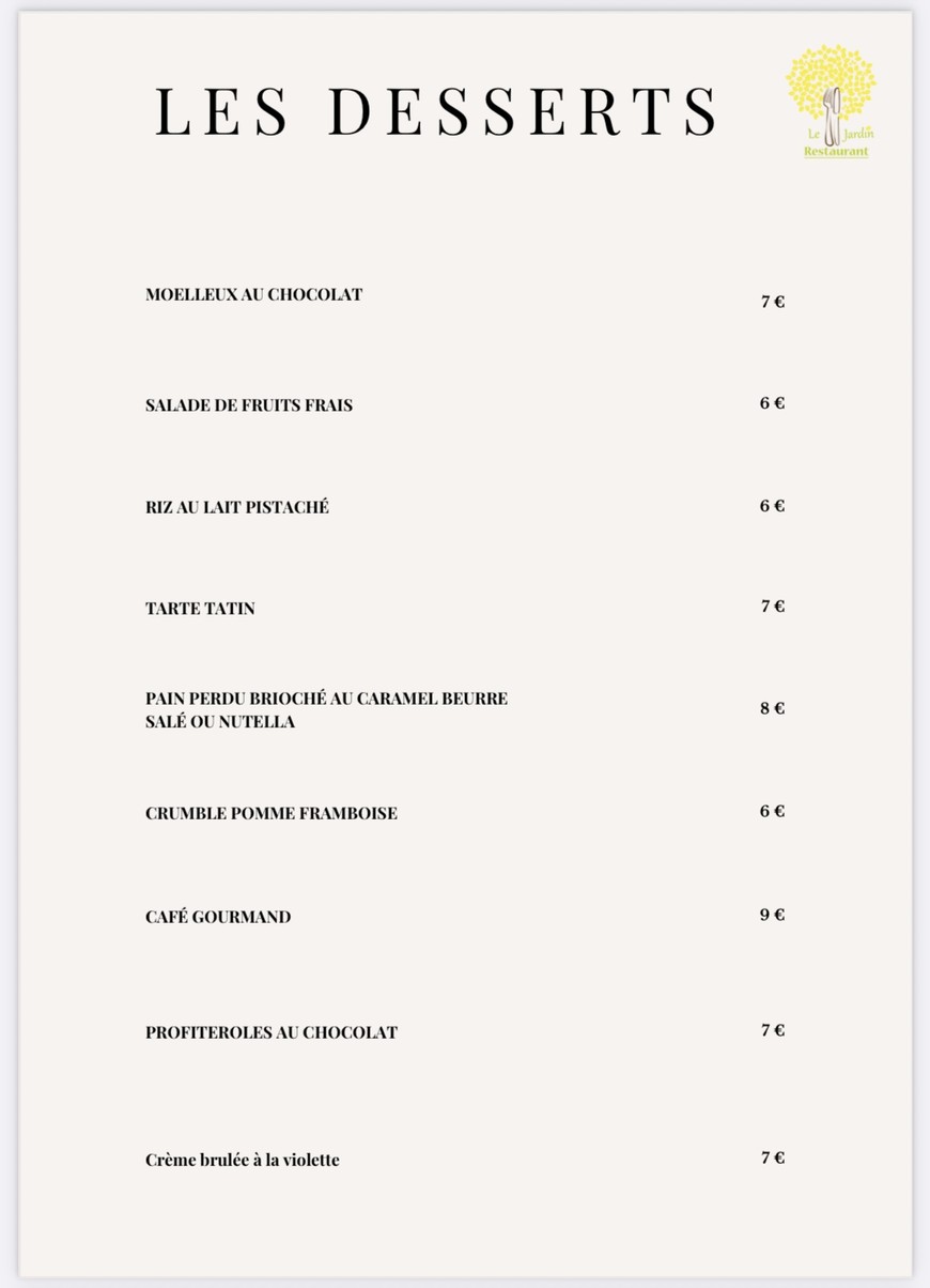 Le Jardin menu 5
