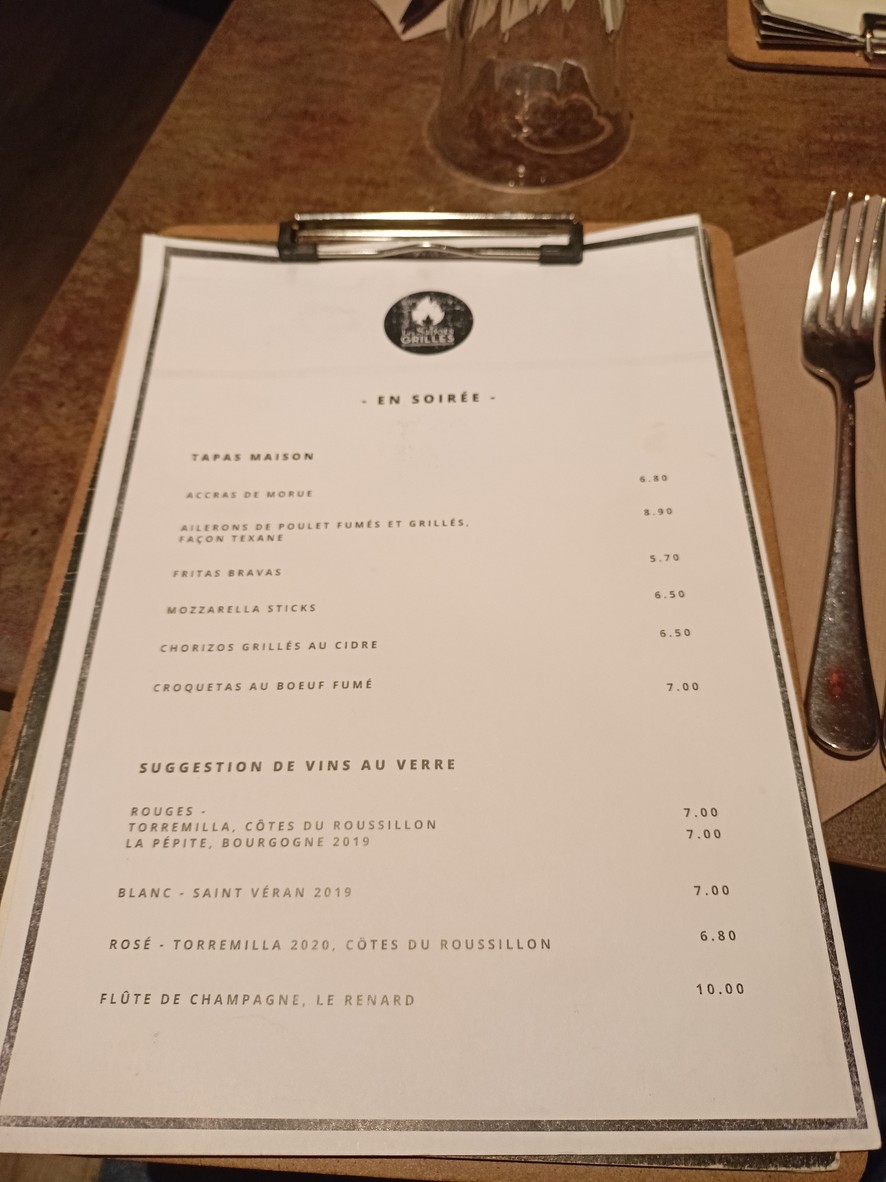 Les Sabots Grillés menu 3