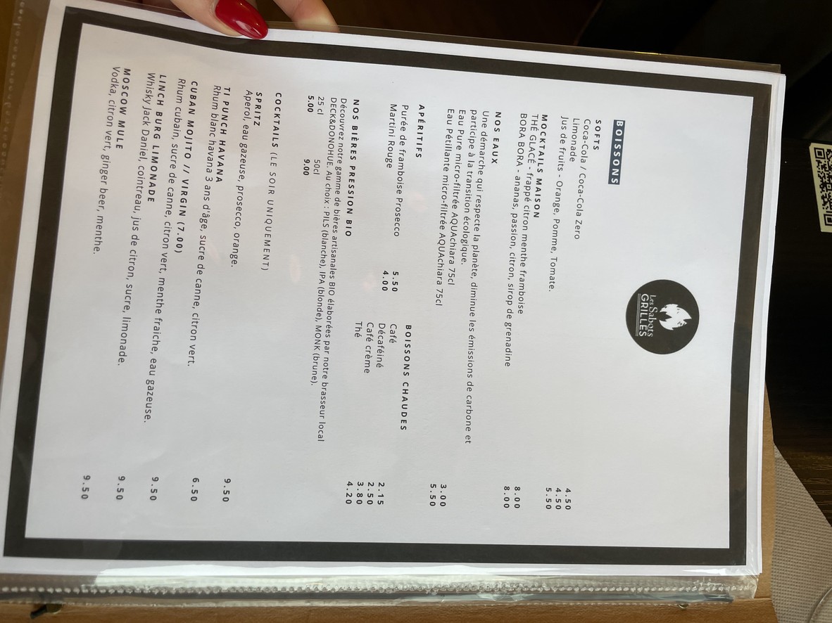 Les Sabots Grillés menu 5