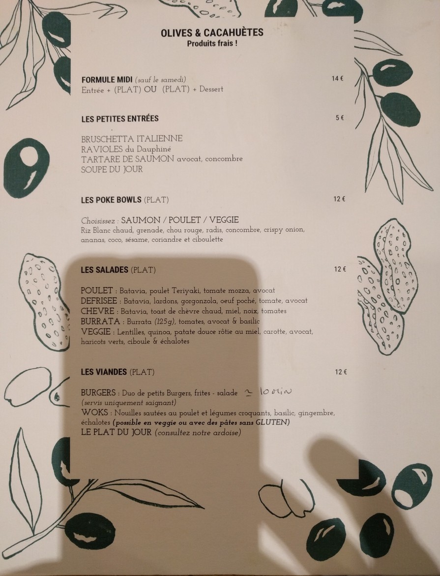 Olives et Cacahuètes menu 1
