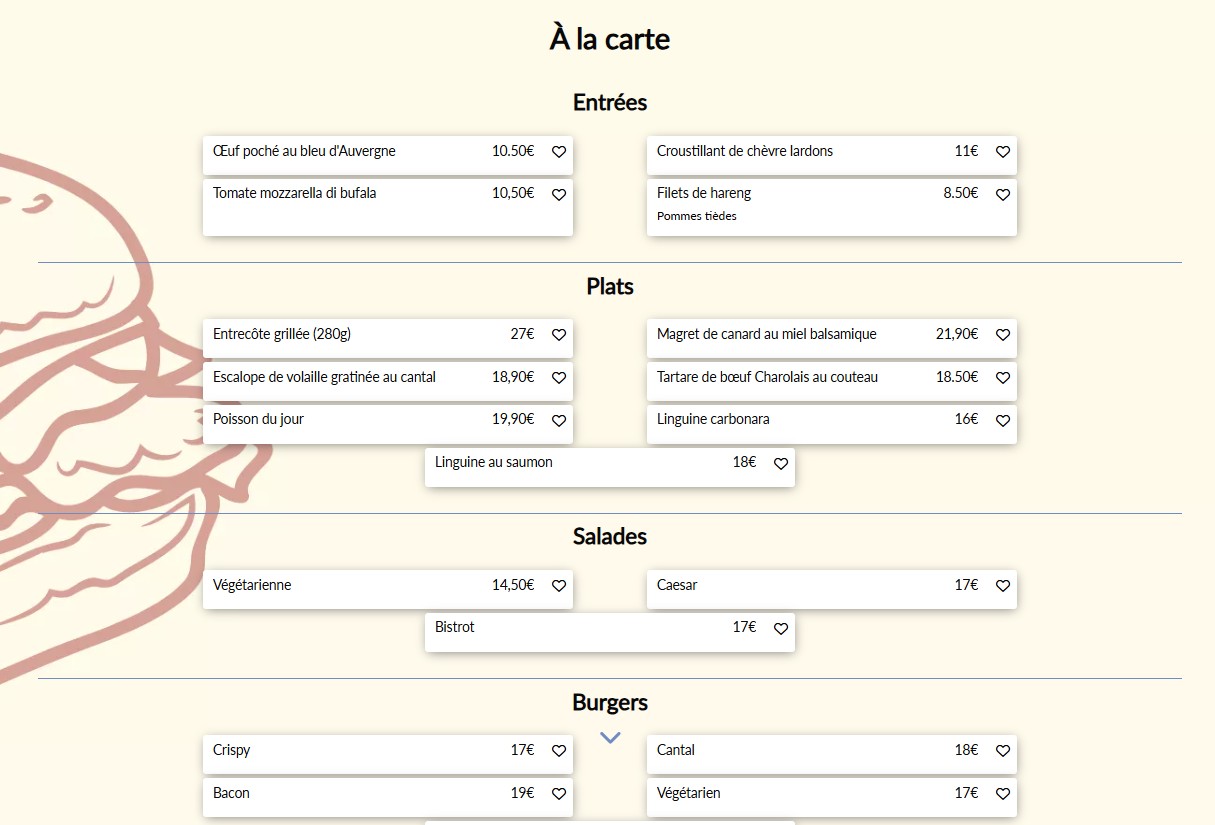 Bistrot Jadis menu 2